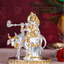 Silver Plated Radha Krishna Statue with Cow Idol