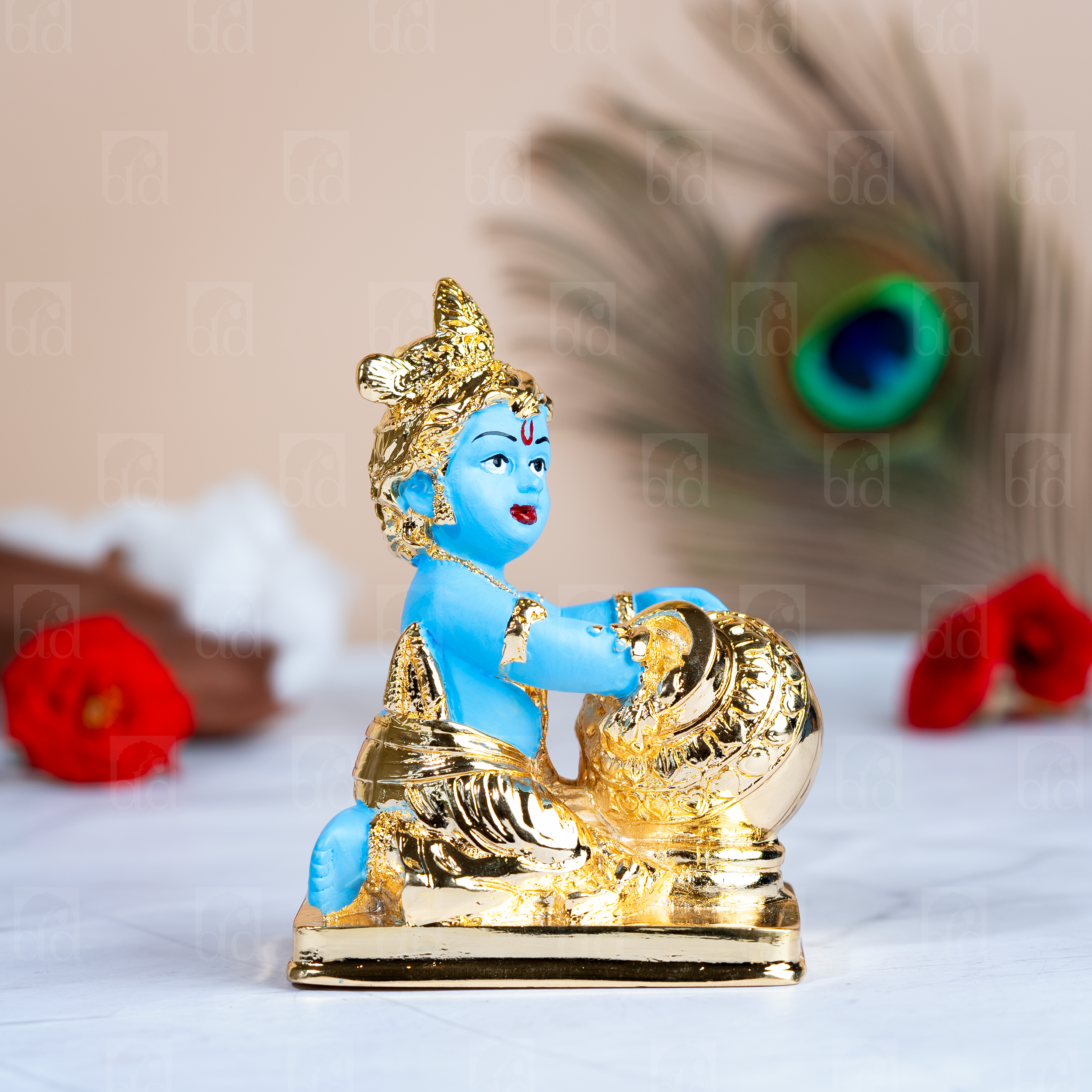 Gold Plated Gopal Krishna with pot-Dev DarBaar