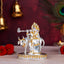 Silver Plated Radha Krishna Statue with Cow Idol