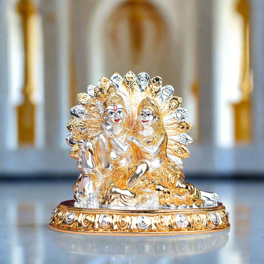 Gold/Silver Plated Radha Krishna Murti - Invite Divine Love & Harmony