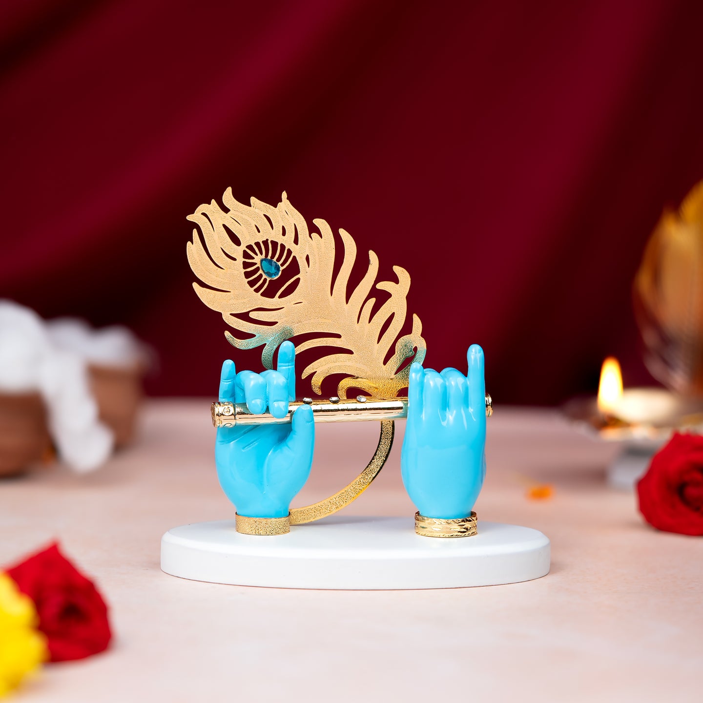 Gold Plated Krishna Hands – Divine Blessings Statue
