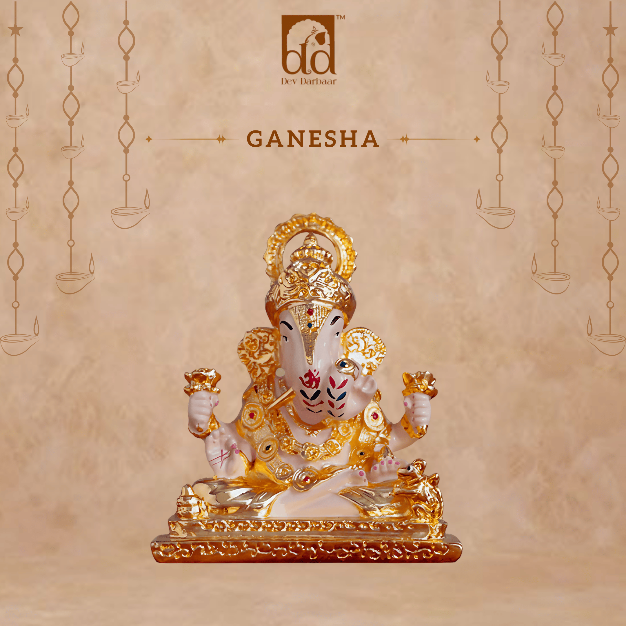Dagdusheth Halwai Ganpati Murti – 24K Gold Plated Idol