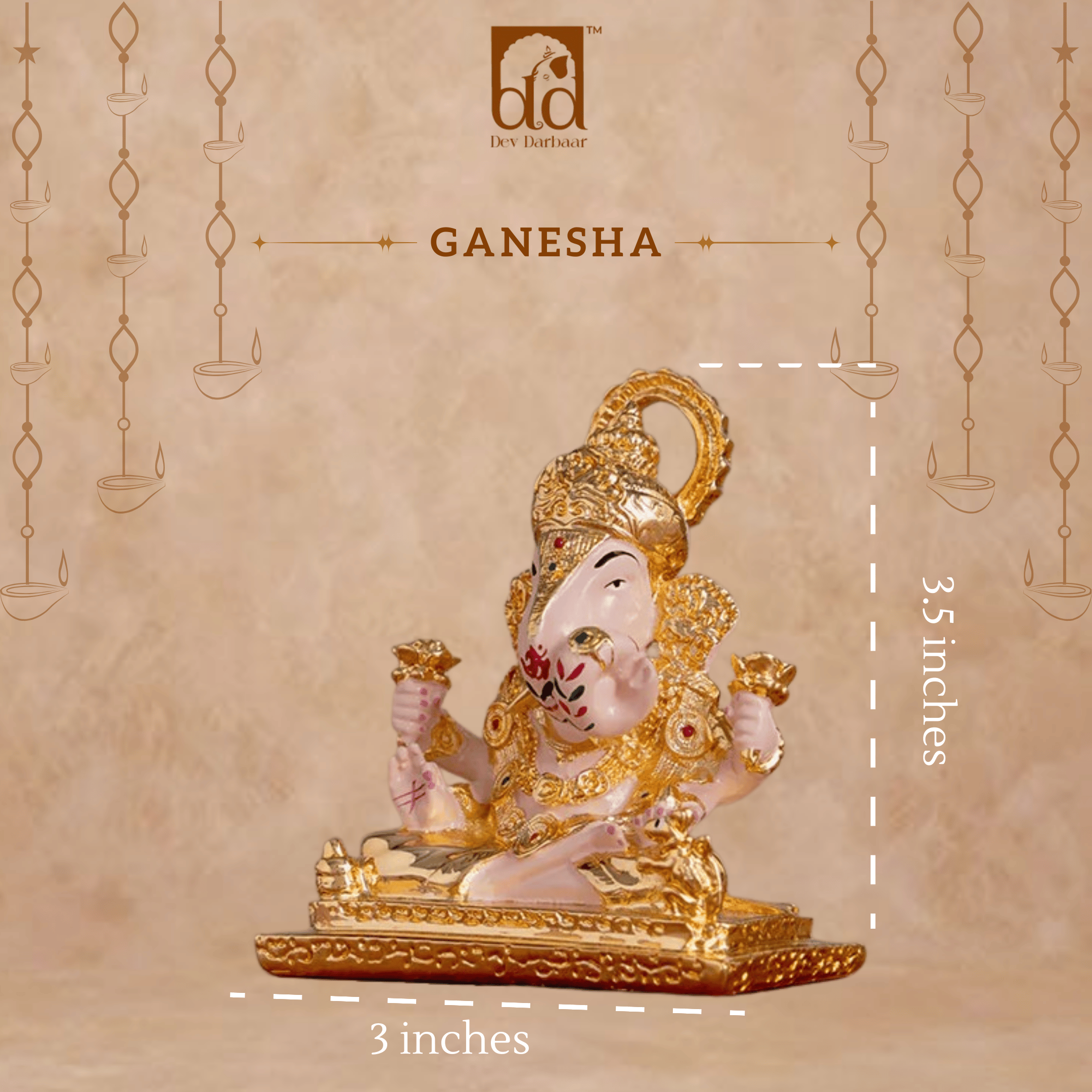 Dagdusheth Halwai Ganpati Murti – 24K Gold Plated Idol
