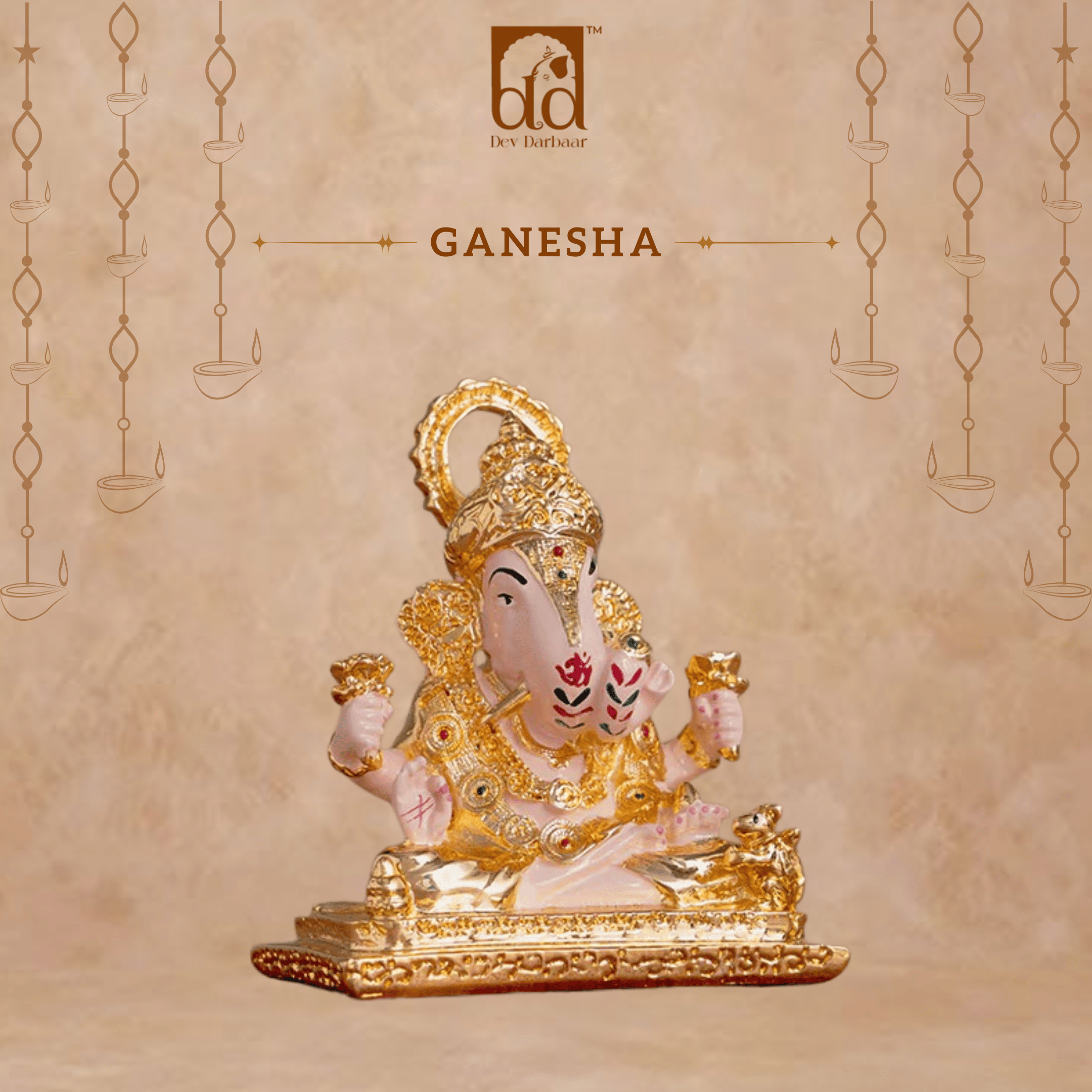 Dagdusheth Halwai Ganpati Murti – 24K Gold Plated Idol