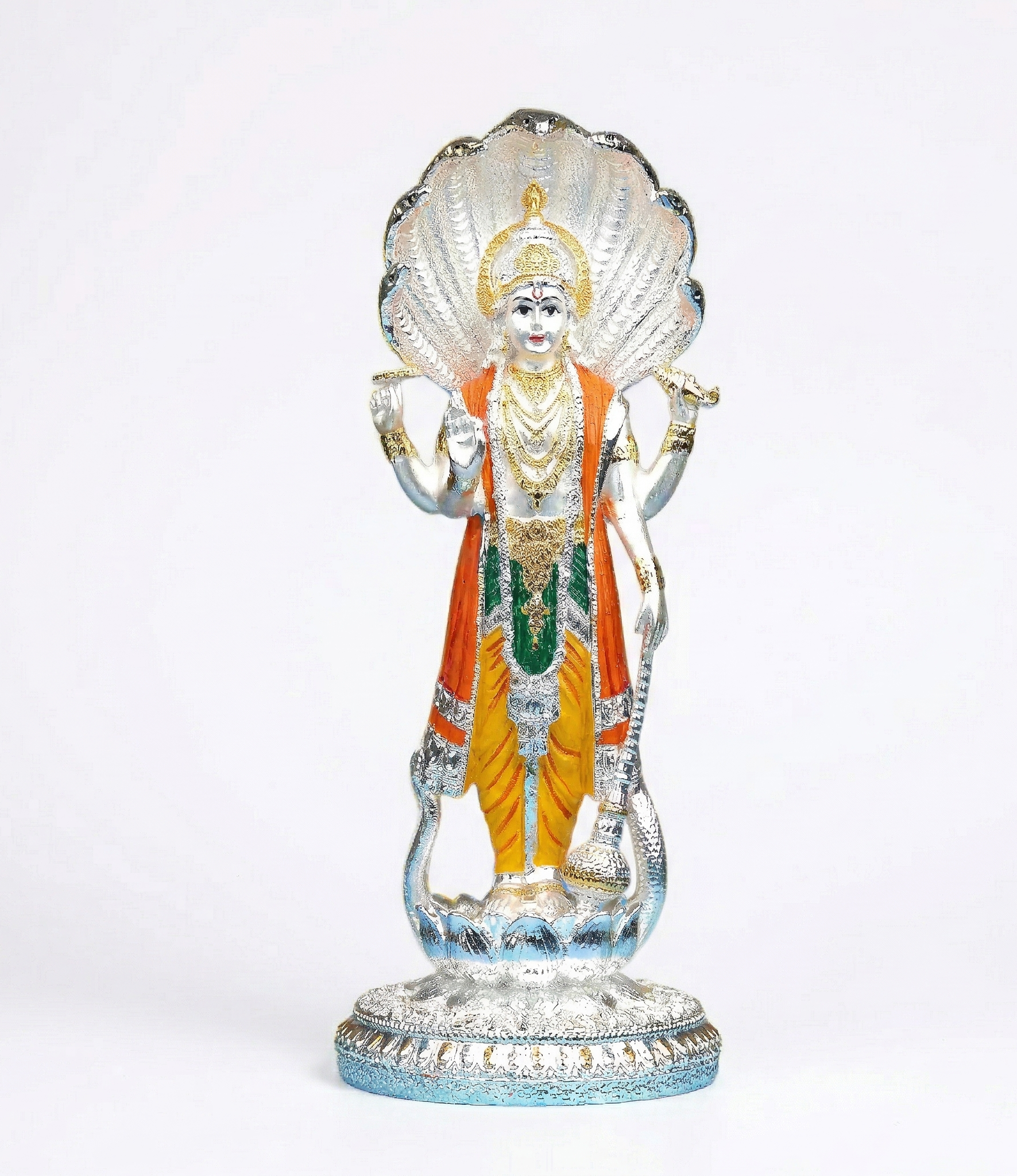 Silver Plated Lord Vishnu Narayana Idol – 12.2 Inch Statue