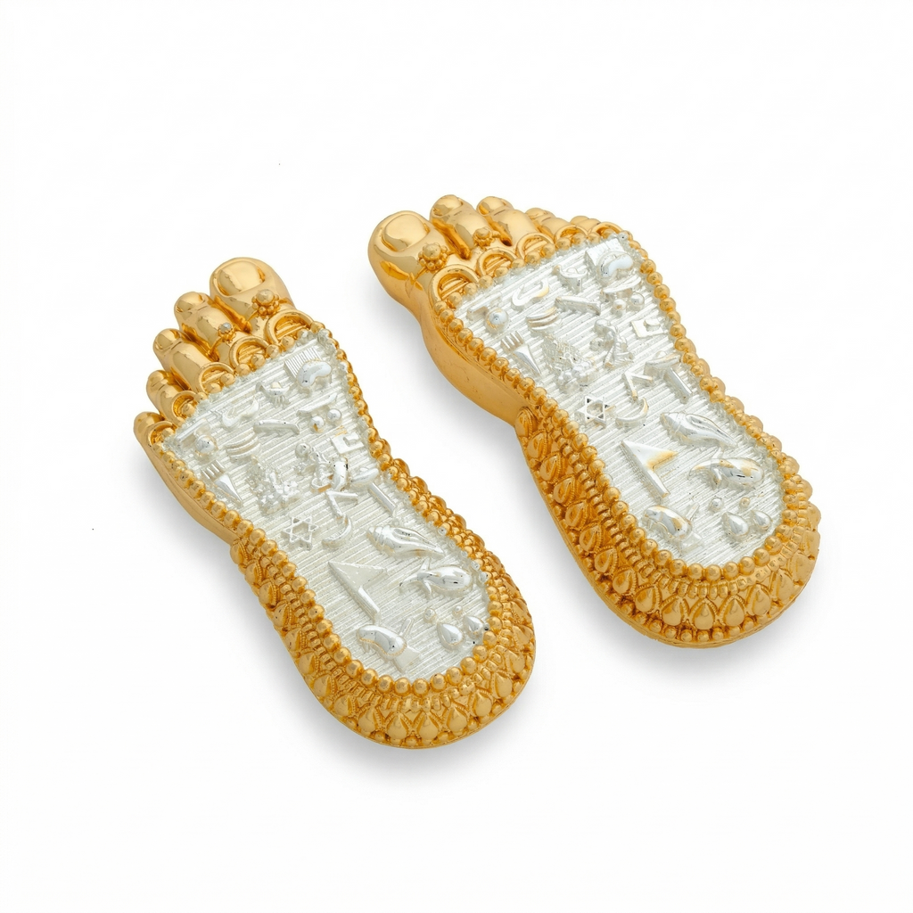 Gold & Silver Lakshmi Paduka – 3 Inch Footprints