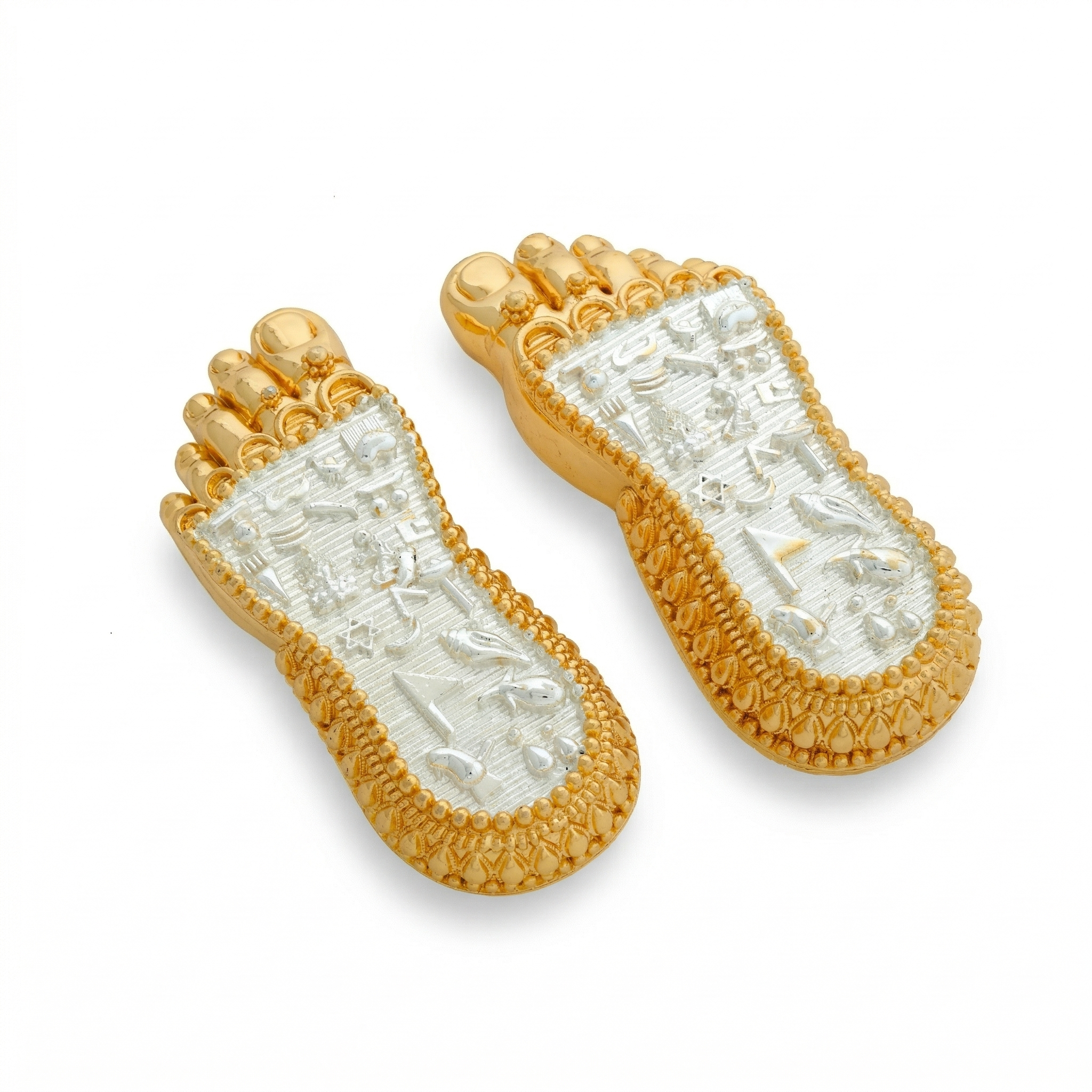 Gold & Silver Lakshmi Paduka – 3 Inch Footprints