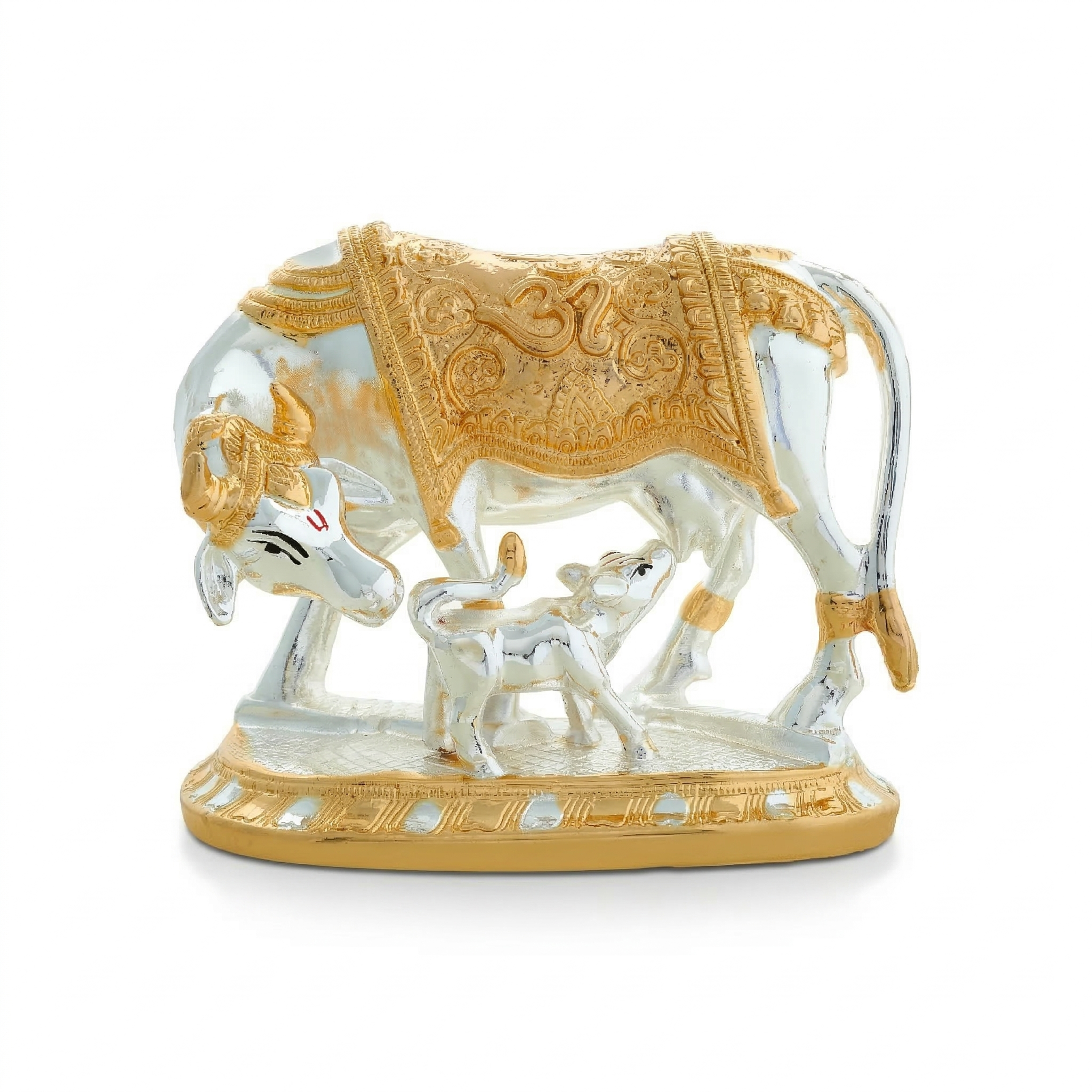 Gold & Silver Kamdhenu Cow & Calf – Vastu Decor